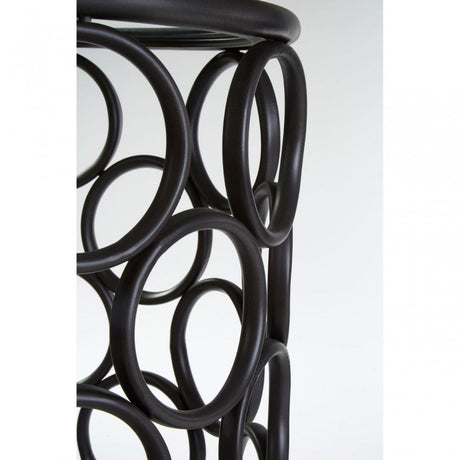 Antalya Round Side Table, Tempered Glass, Black