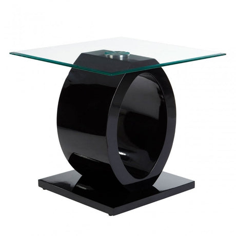 Halo Side Table, Glass, Black