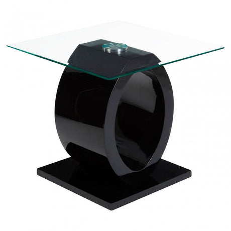 Halo Side Table, Glass, Black