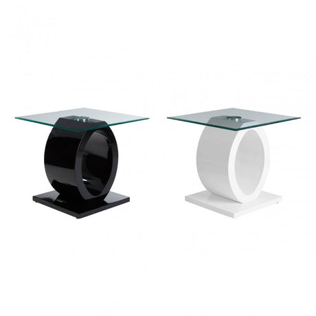 Halo Side Table, Glass, Black
