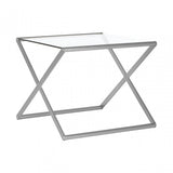 Roma Side Table, Satin Nickel, Glass, Clear