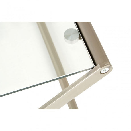 Roma Side Table, Satin Nickel, Glass, Clear