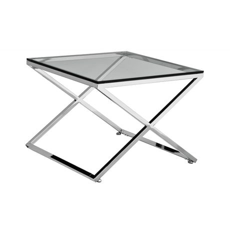 End Table, Glass, Stainless Steel, Clear