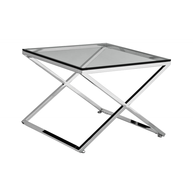 End Table, Glass, Stainless Steel, Clear