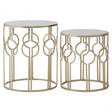 Anvil Champagne Metal Tables, Iron, Mirrored Glass, Gold
