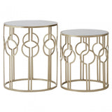 Anvil Champagne Metal Tables, Iron, Mirrored Glass, Gold