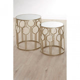 Anvil Champagne Metal Tables, Iron, Mirrored Glass, Gold