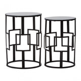 Anvil Mirror Top Tables, Iron, Mirrored Glass, Black