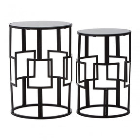 Anvil Mirror Top Tables, Iron, Mirrored Glass, Black