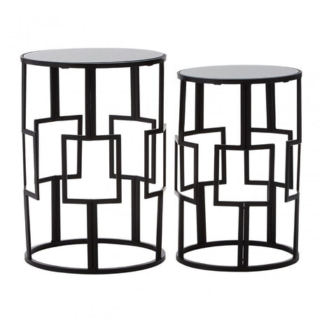 Anvil Mirror Top Tables, Iron, Mirrored Glass, Black