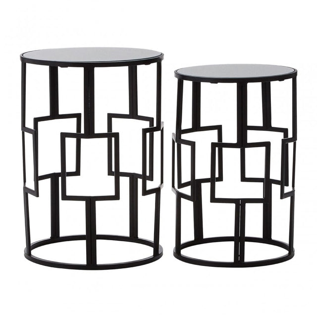 Anvil Mirror Top Tables, Iron, Mirrored Glass, Black