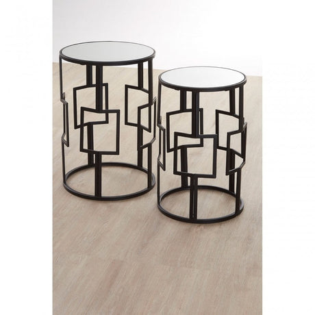 Anvil Mirror Top Tables, Iron, Mirrored Glass, Black