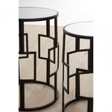 Anvil Mirror Top Tables, Iron, Mirrored Glass, Black