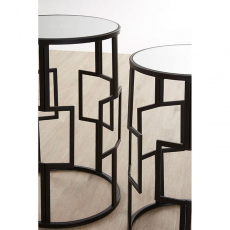 Anvil Mirror Top Tables, Iron, Mirrored Glass, Black
