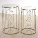 Anvil Champagne Metal Tables, Iron, Mirrored Glass, Champagne