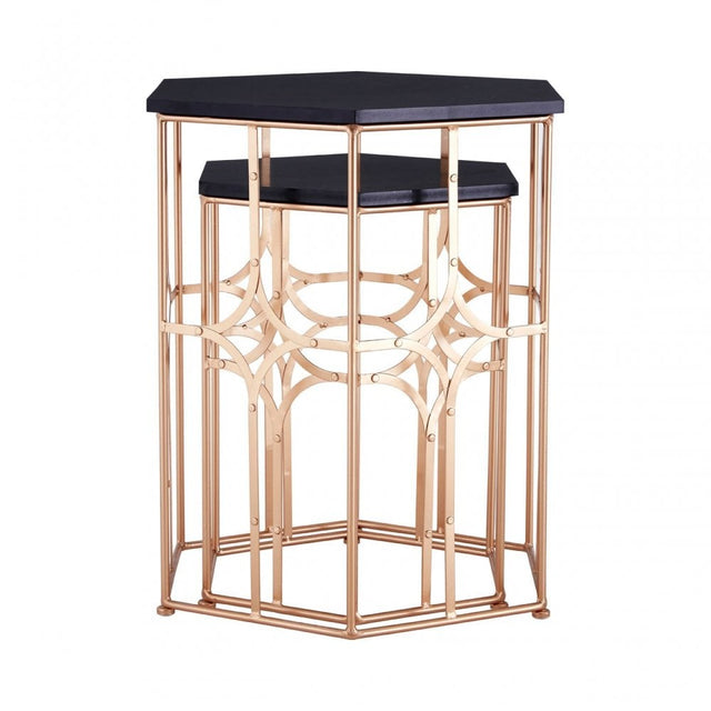 Lexa Side Tables, Iron, Gold
