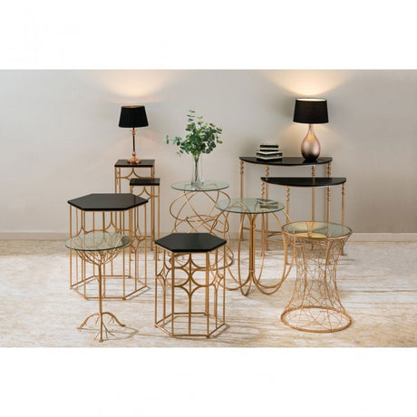 Lexa Side Tables, Iron, Gold