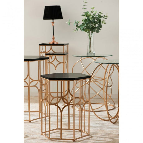 Lexa Side Tables, Iron, Gold