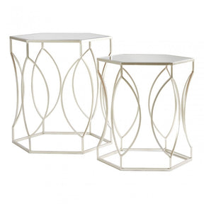 Anvil Champagne Finish Tables - Set of 2, Mirrored Glass, Champagne