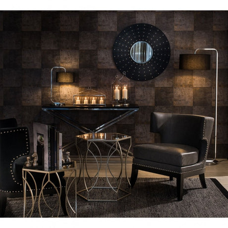 Anvil Champagne Finish Tables - Set of 2, Mirrored Glass, Champagne