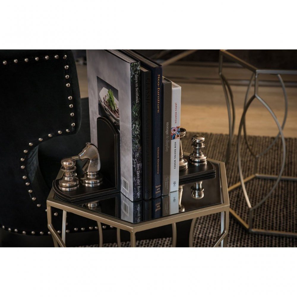 Anvil Champagne Finish Tables - Set of 2, Mirrored Glass, Champagne