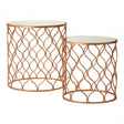 Anvil Set of 2 Tables, Mirrored Glass, Copper