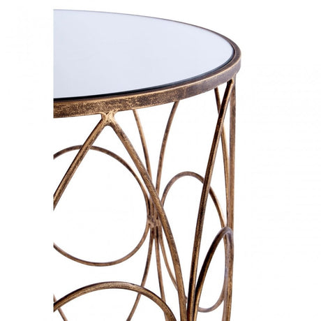 Anvil Antique Frame Round Tables - Set of 2, Mirrored Glass, Copper