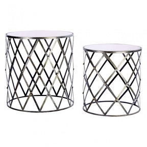 Anvil Tables, Mirrored Glass, Silver