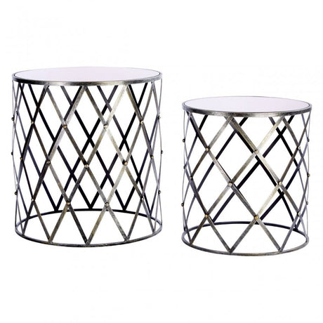Anvil Tables, Mirrored Glass, Silver