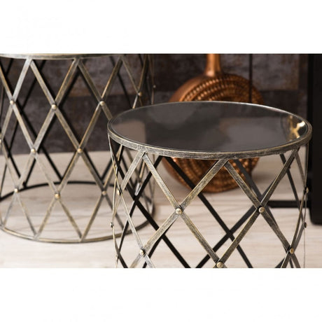 Anvil Tables, Mirrored Glass, Silver