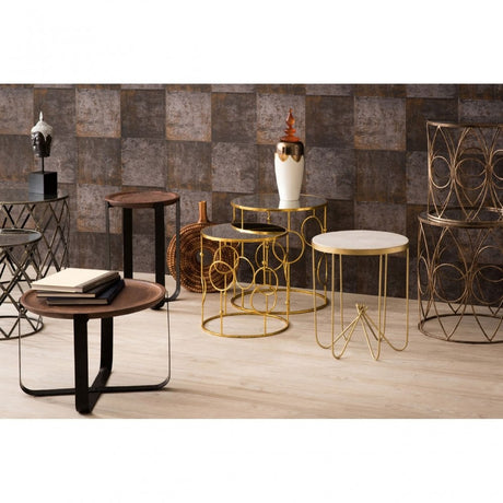 Anvil Tables, Mirrored Glass, Silver