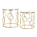 Anvil Tables, Mirrored Glass, Gold
