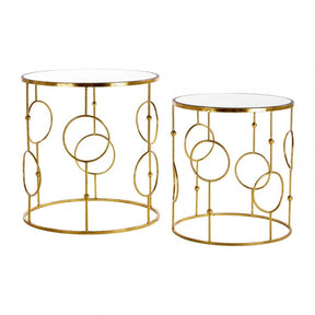 Anvil Tables, Mirrored Glass, Gold