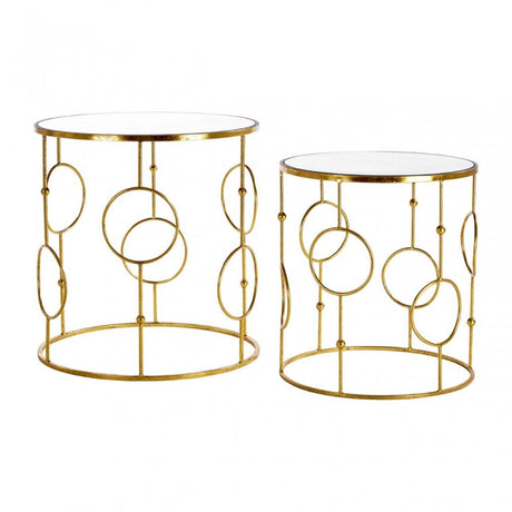 Anvil Tables, Mirrored Glass, Gold