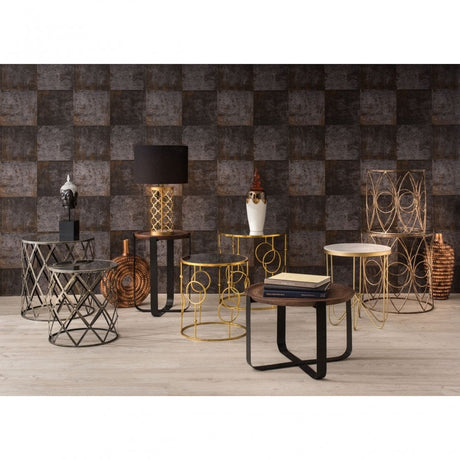 Anvil Tables, Mirrored Glass, Gold