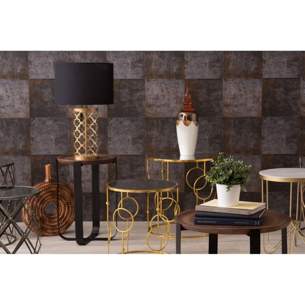 Anvil Tables, Mirrored Glass, Gold