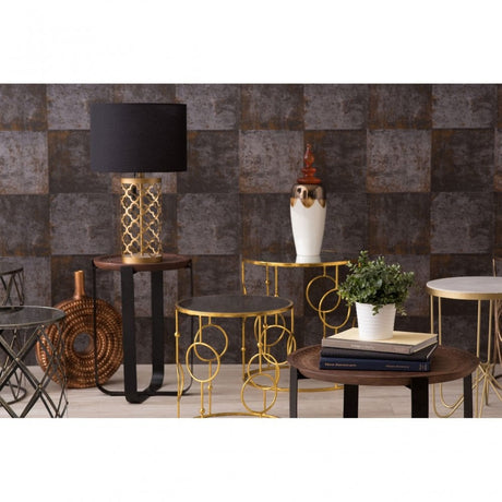 Anvil Tables, Mirrored Glass, Gold