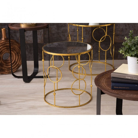 Anvil Tables, Mirrored Glass, Gold