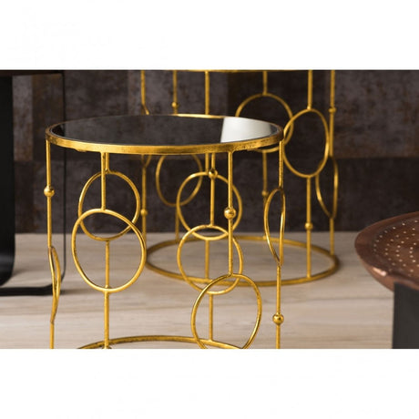 Anvil Tables, Mirrored Glass, Gold