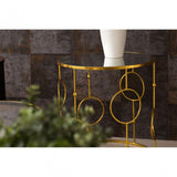 Anvil Tables, Mirrored Glass, Gold