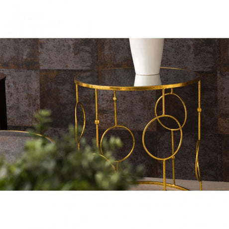 Anvil Tables, Mirrored Glass, Gold