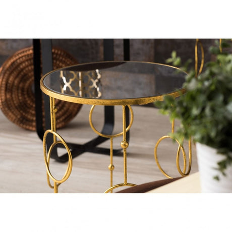 Anvil Tables, Mirrored Glass, Gold