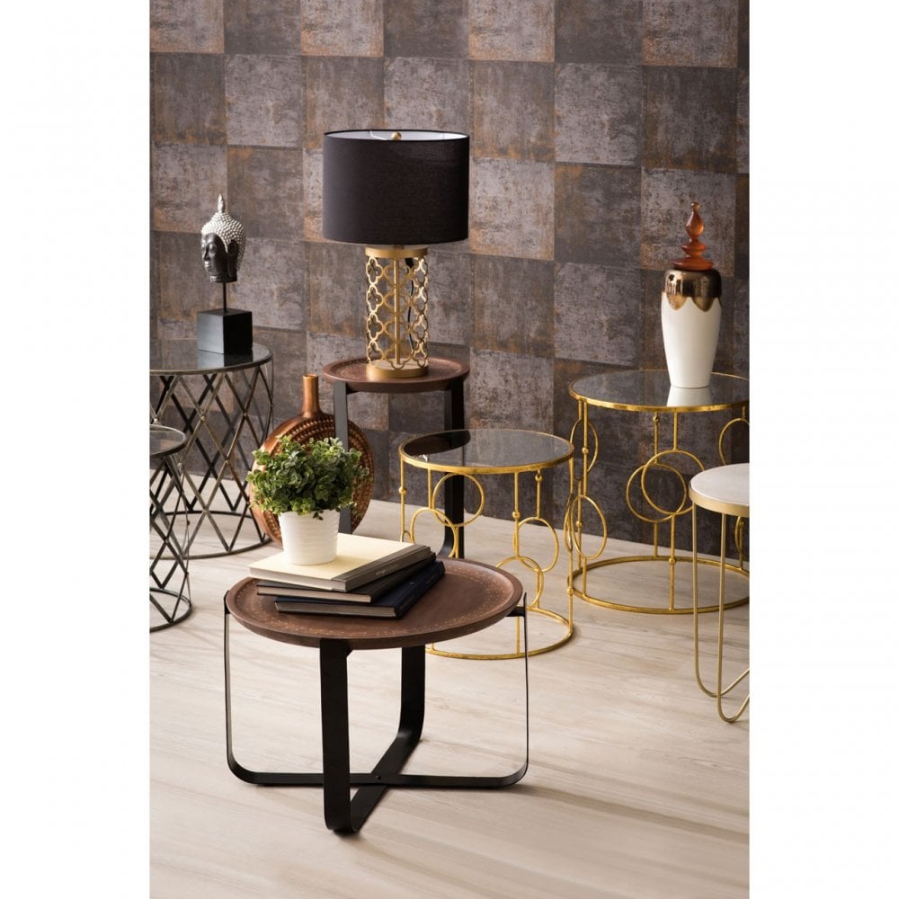 Anvil Tables, Mirrored Glass, Gold