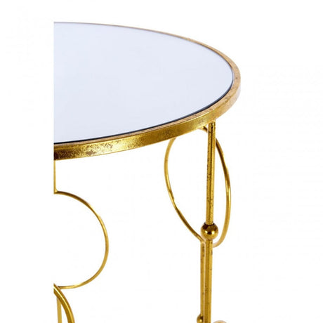 Anvil Tables, Mirrored Glass, Gold