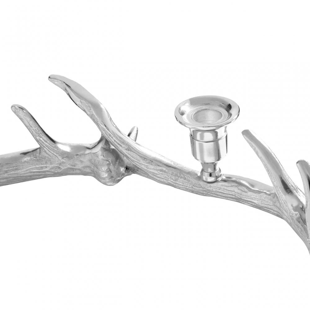 Antler Wreath 5 Candle Holder, Aluminium, Silver