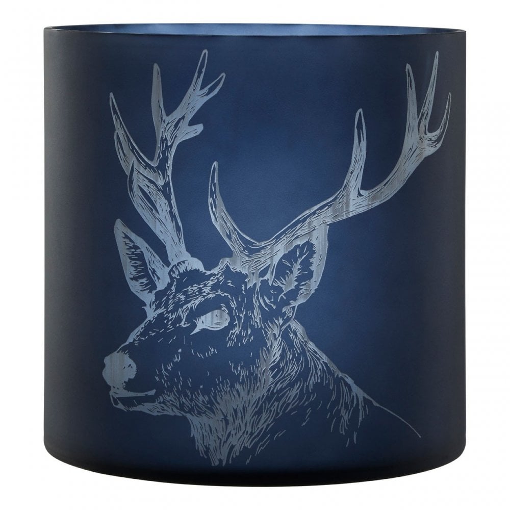Large Blue Stag Candle Holder, Glass, Blue