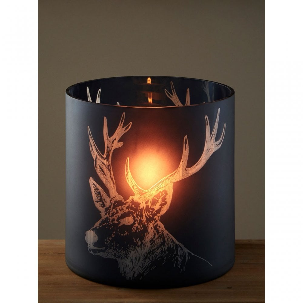 Large Blue Stag Candle Holder, Glass, Blue