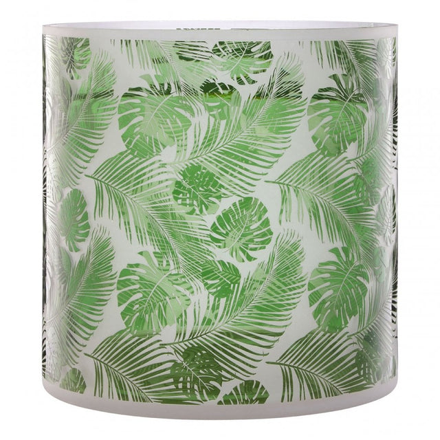 Botanical Large Hurricane Candle Holder, Glass, Green