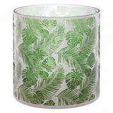 Botanical Large Hurricane Candle Holder, Glass, Green