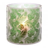 Botanical Large Hurricane Candle Holder, Glass, Green